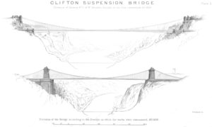 CLIFTON SUSPENSION BRIDGE. Elevation of Drawing Nº 3 of Mr. Brunel’s Designs in the first competition. AD. 1829 